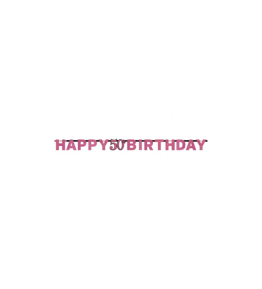 Girlanda - Happy Birthday 50 let, růžová
