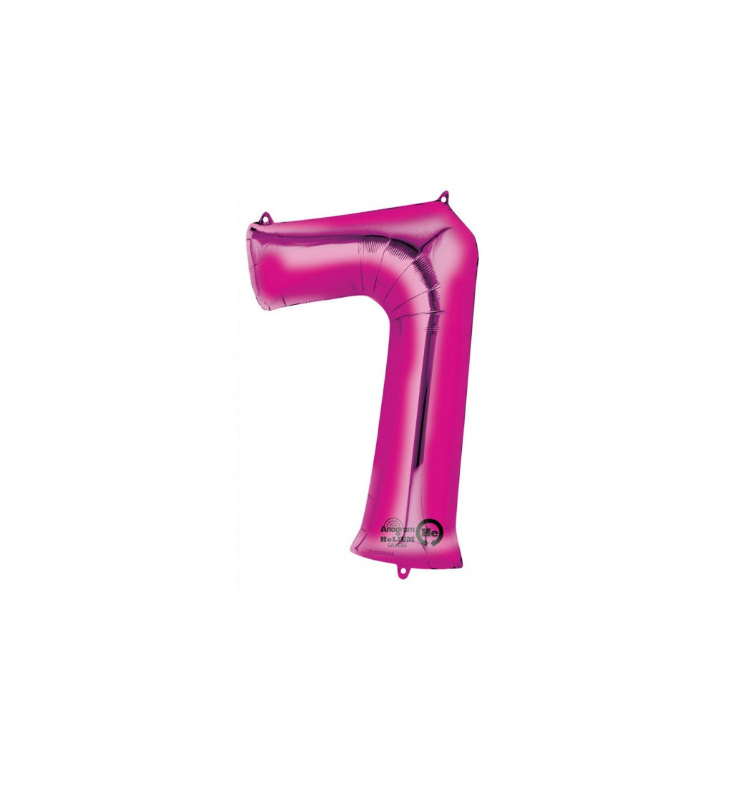 Fóliový balónek velký - růžové číslo 7