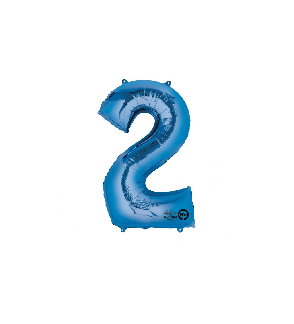 Fóliový balónek velký - modré číslo 2