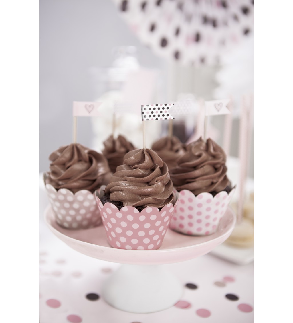 Kornoutky na cupcakes - puntíky 6 ks