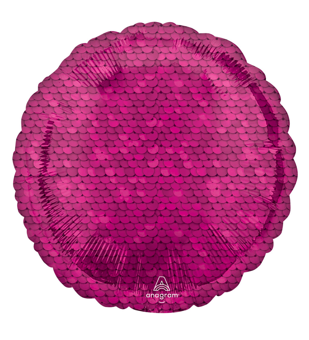 Růžový fóliový glitter balónek