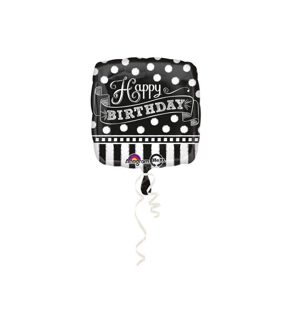 Černý balón Happy Birthday