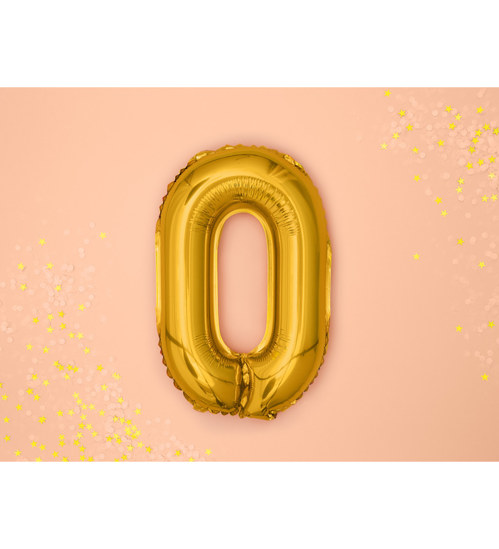Fóliový zlatý balonek s číslem 0