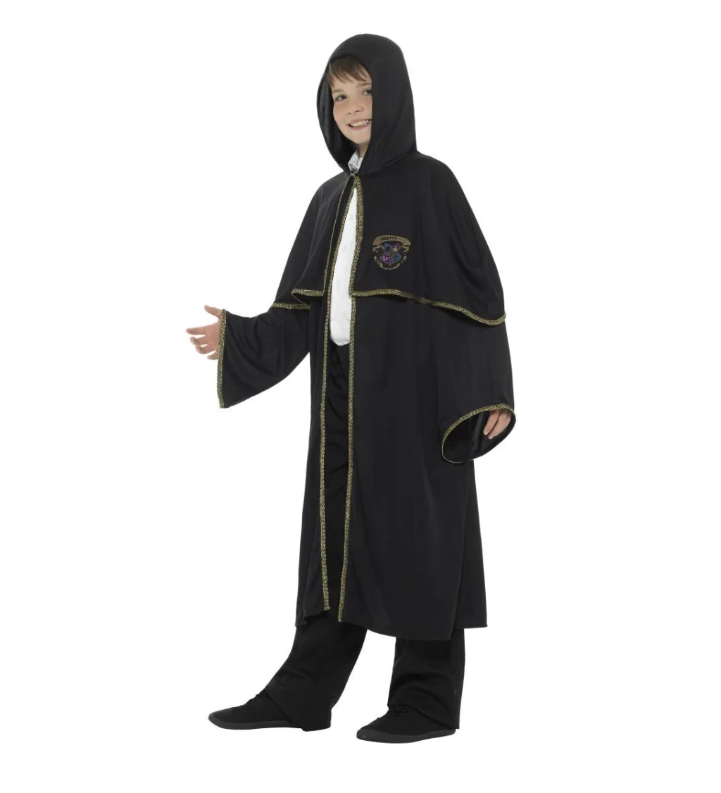 Dětský čarodějnický plášť s kapucí - černý