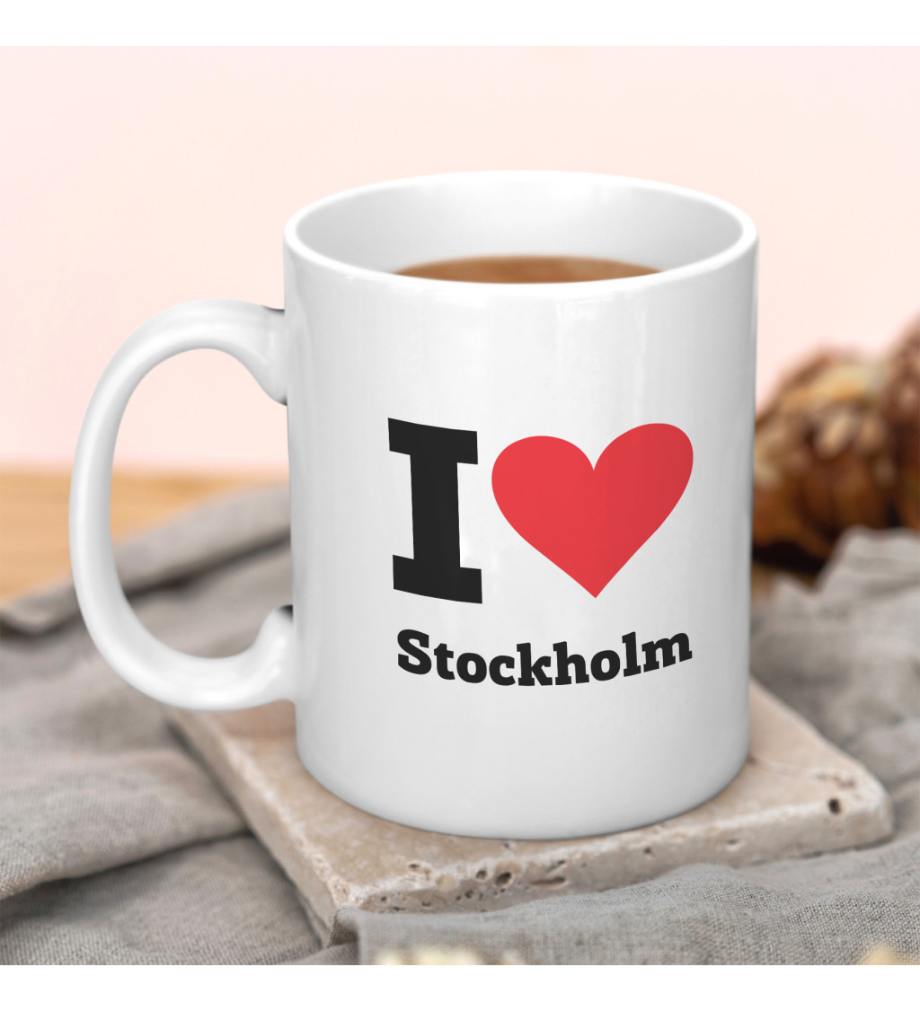Hrnek s nápisem - I love Stockholm
