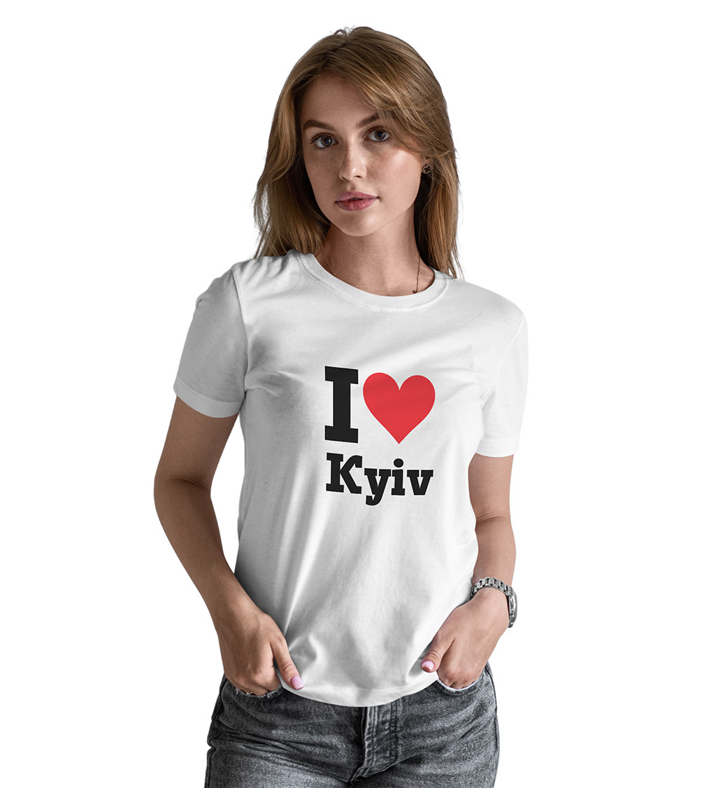 Dámské bílé triko s nápisem - I love I love Kyiv