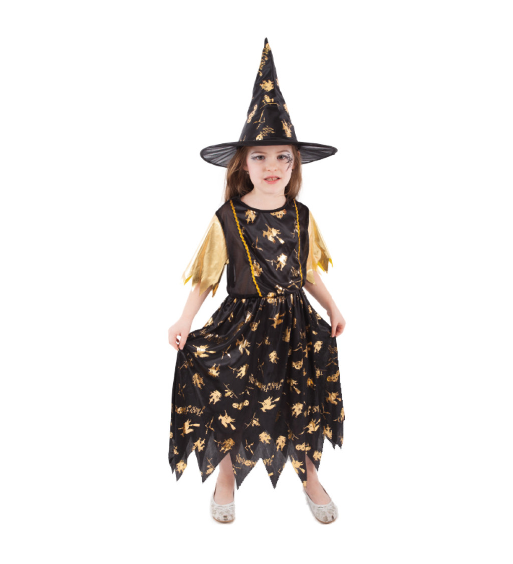 Dětským kostým Čarodějnice - zlatý