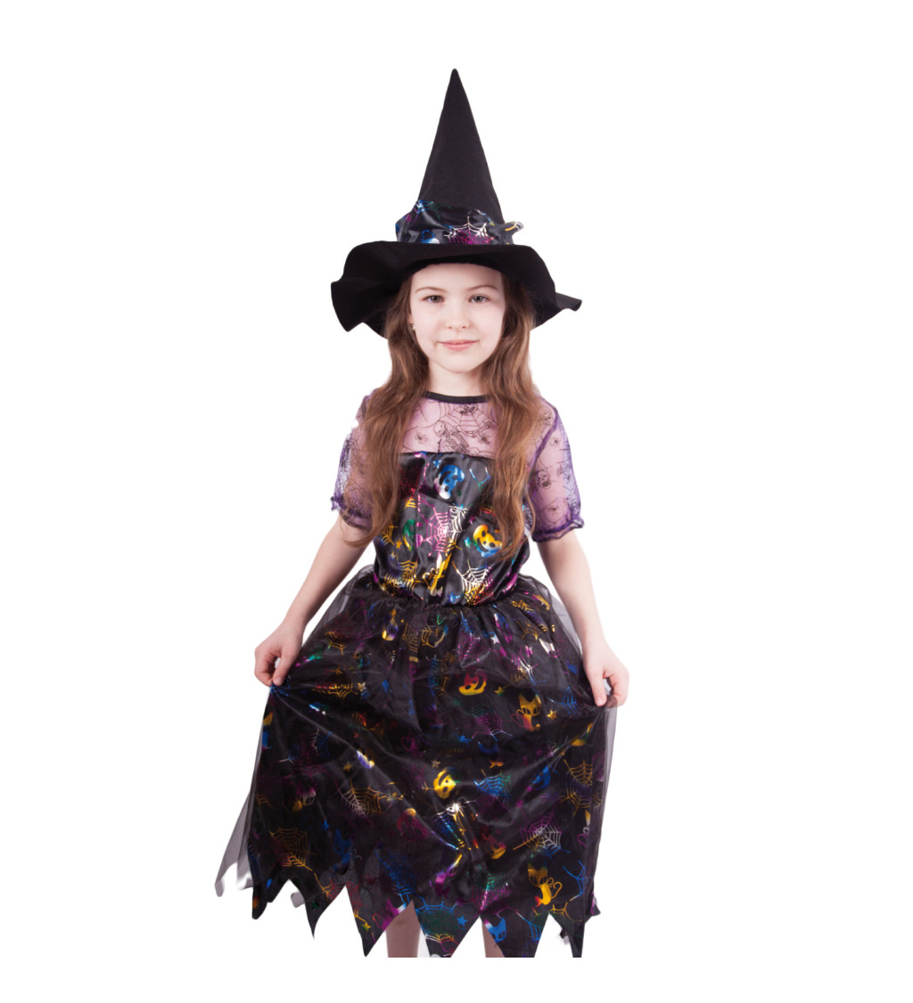 Dětský kostým Čarodějnice - barevný