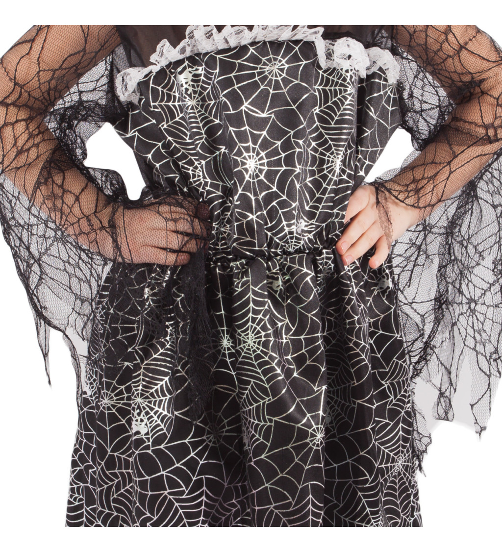Dětský kostým Čarodějnice - šaty s pavučinkami