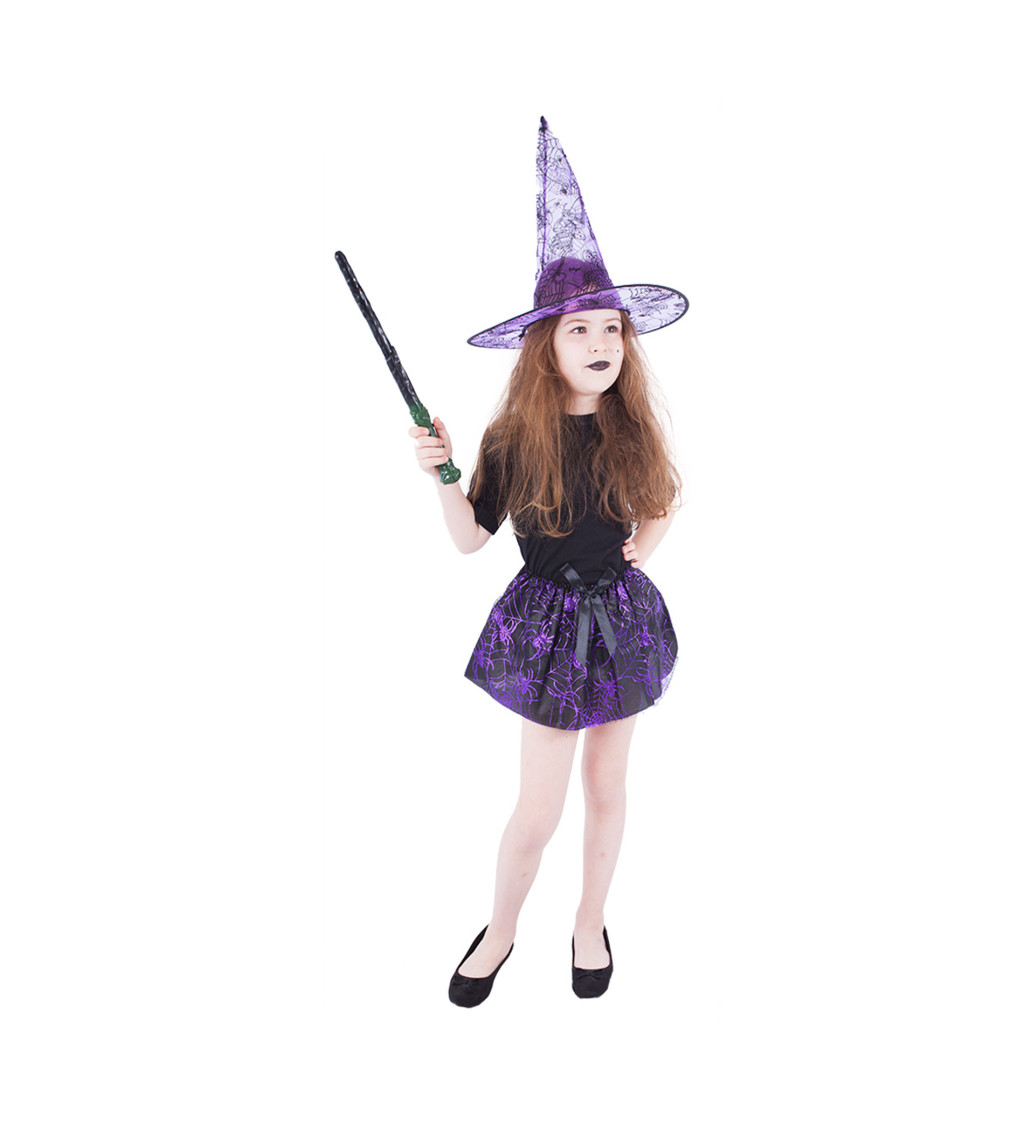 Set - fialová čarodějnická tutu sukně a klobouk