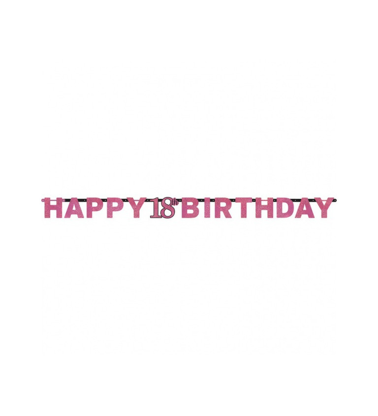 Girlanda - Happy Birthday 18 let, růžová