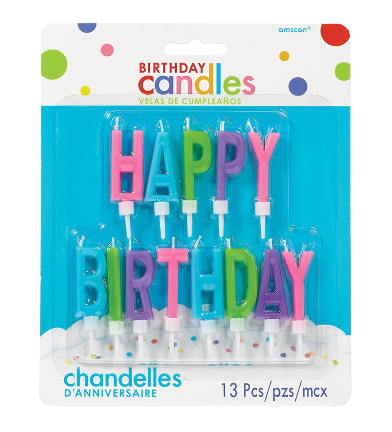 Svíčky Happy Birthday - barevné IV