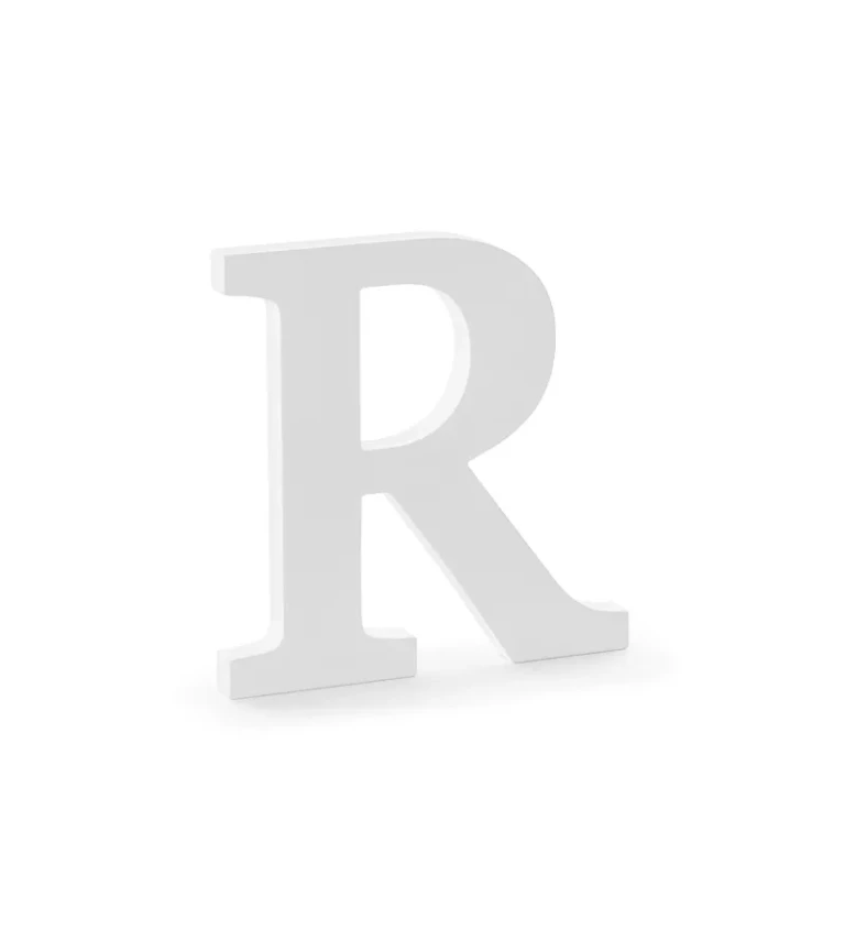 Písmeno R ze dřeva - bílá barva