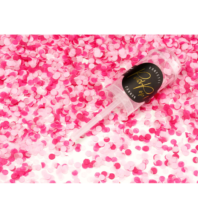 Vystřelovací růžové konfety push pop