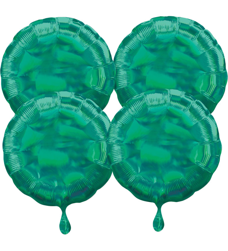 Sada duhově zelených fóliových balónků
