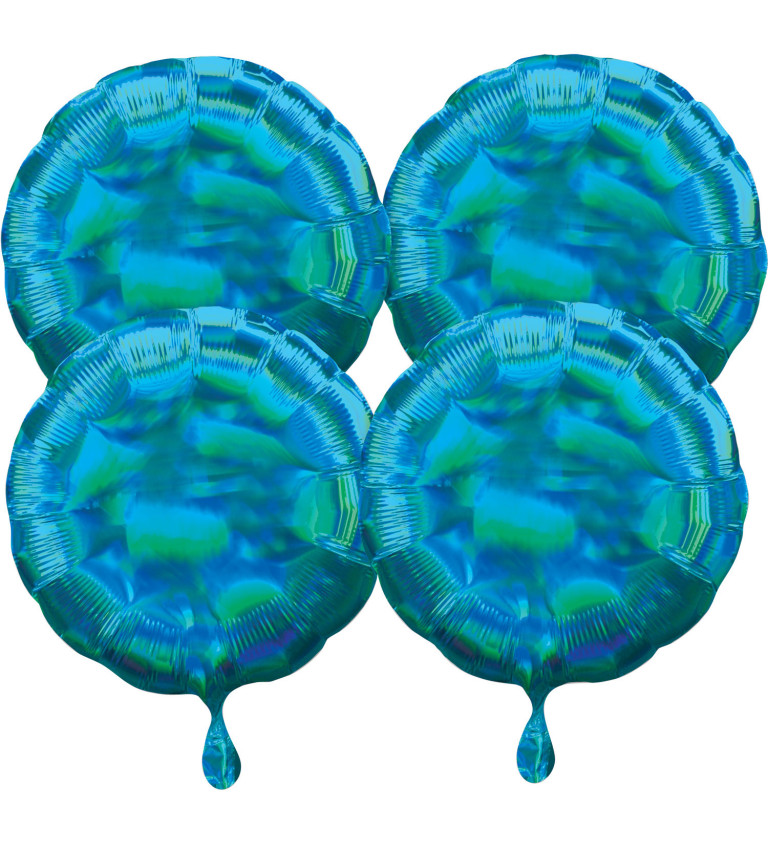 Sada duhově tyrkysových fóliových balónků