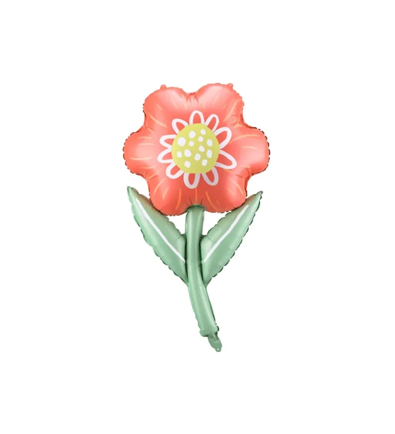 Fóliový balónek - červená květinka
