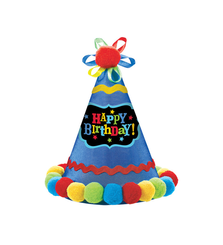 Fóliový narozeninový balónek - čepice s nápisem "Happy Birthday!"