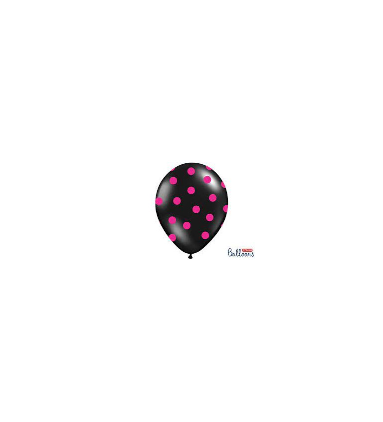 Balónky STRONG - černé s růžovými puntíky