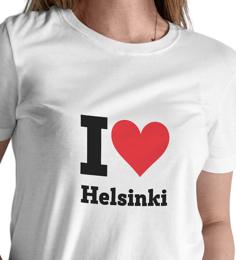 Dámské bílé triko s nápisem - I love Helsinki