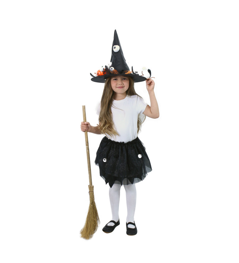 Dětská tutu sukýnka a klobouk - čarodějnice