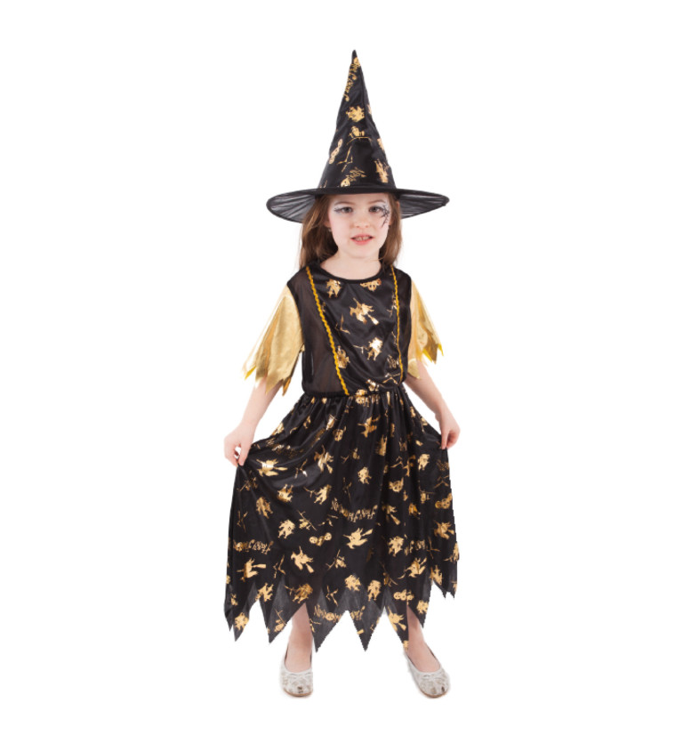 Dětským kostým Čarodějnice - zlatý