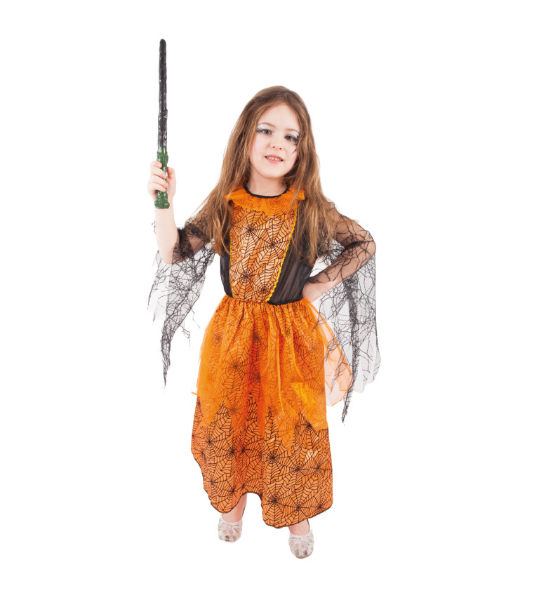 Dětský kostým Čarodějnice - oranžový