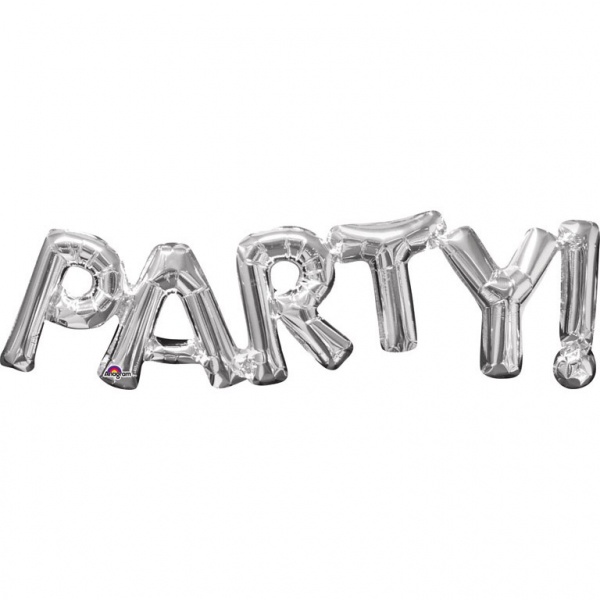 Balonek "PARTY!" - stříbrný