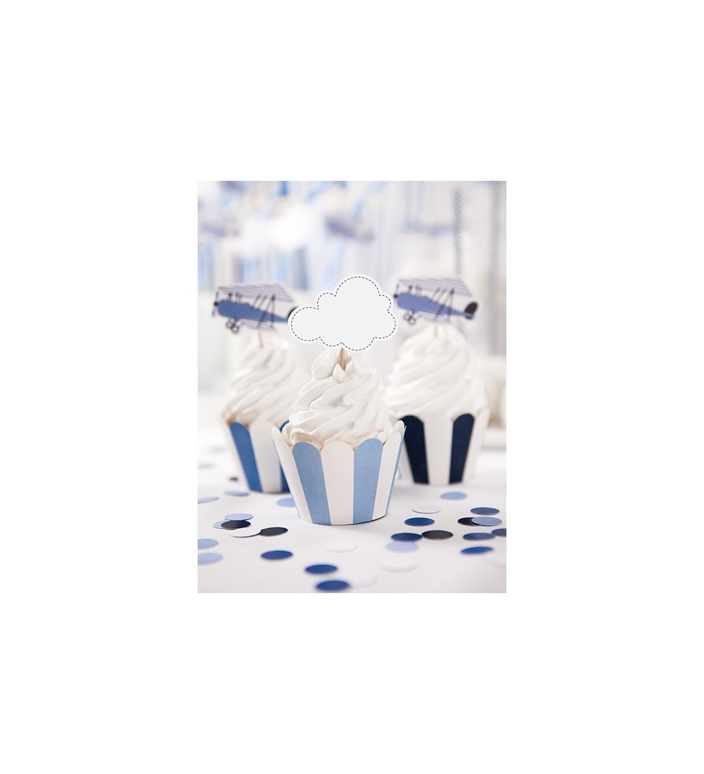 Kornoutky na cupcakes - modré pruhy 6 ks