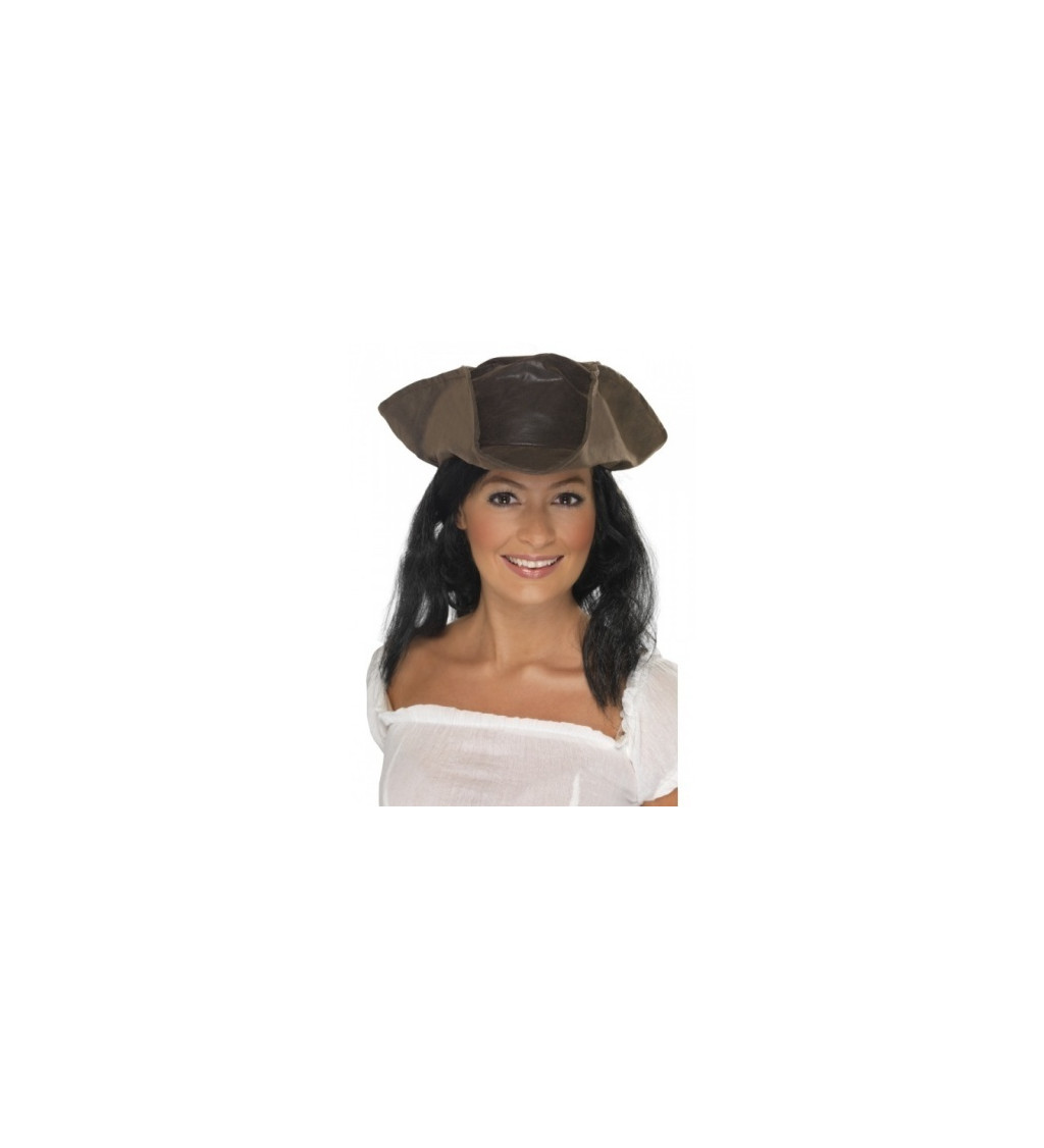 Pirátský klobouk s vlasy hnědý