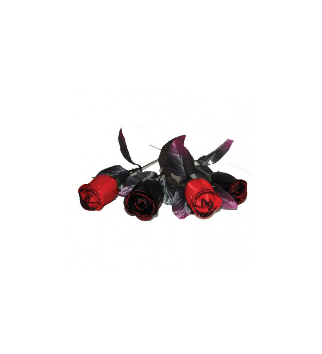 Umělé růže - černé, červené