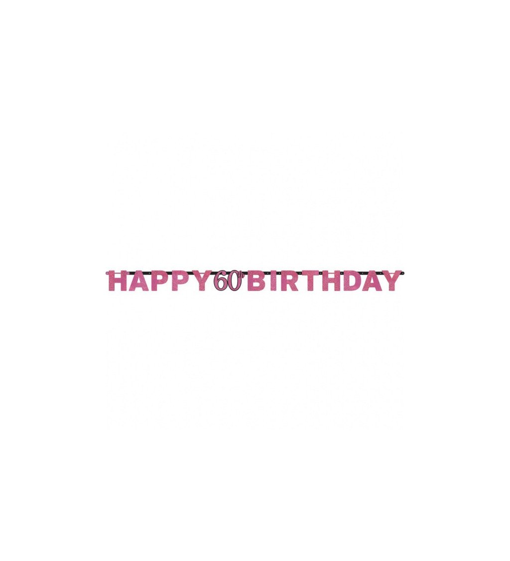 Girlanda - Happy Birthday 60 let, růžová