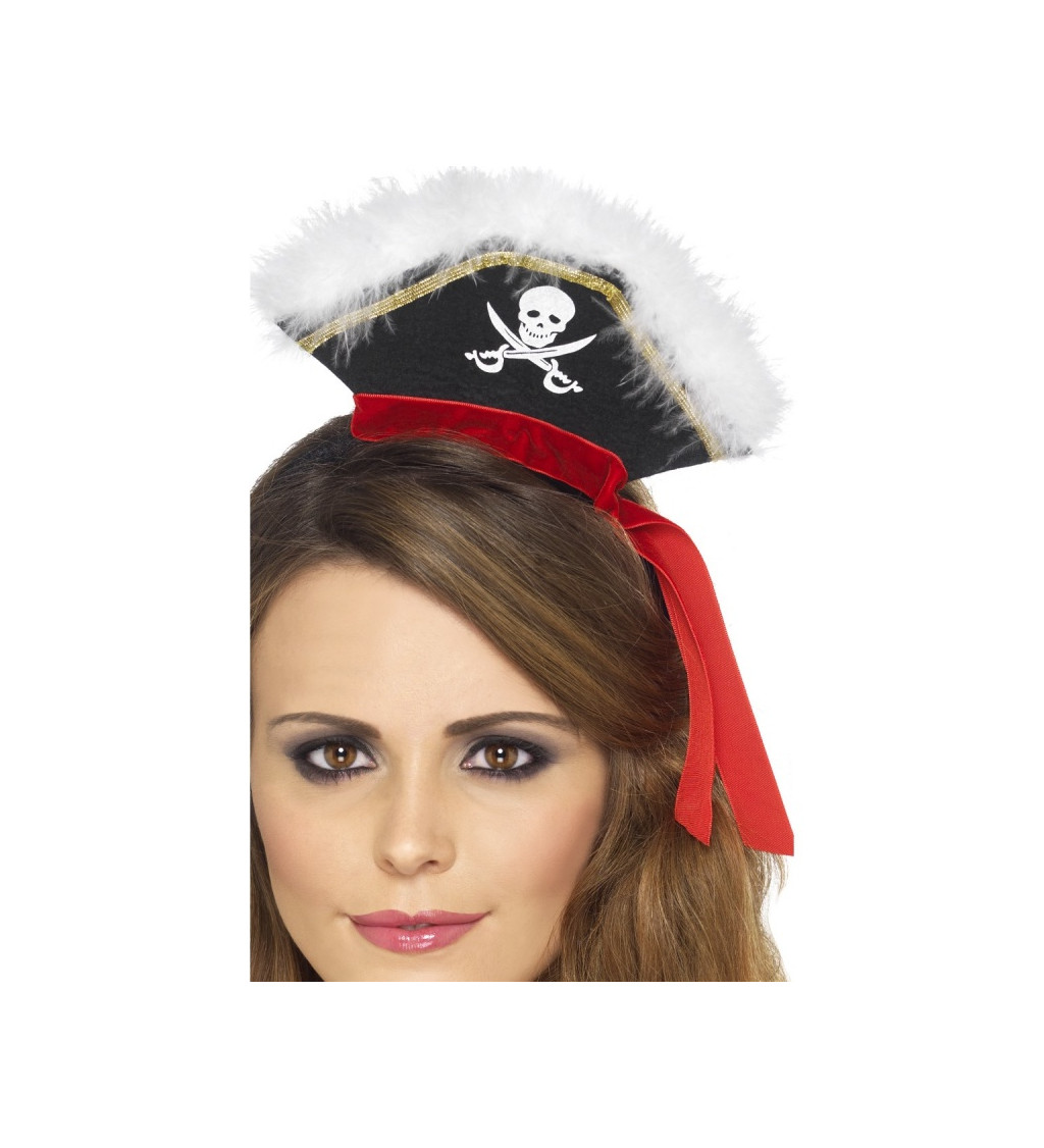 Mini klobouček na čelence "Pirátka"