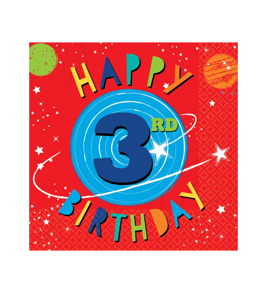 Ubrousky narozeninové - Vesmír s číslem 3