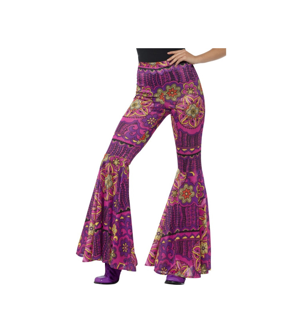 Damské kalhoty do zvonu - hippie vzor