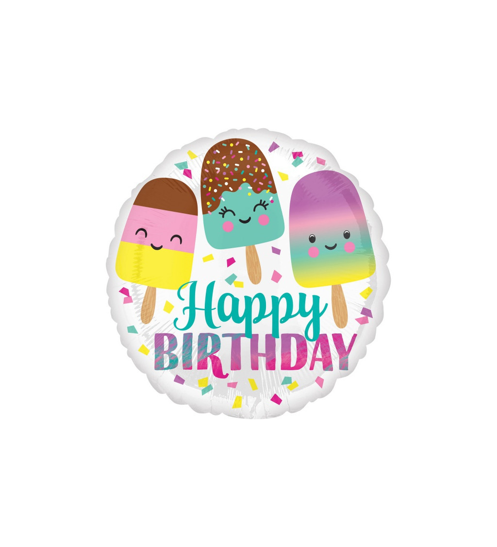 Fóliový balónek Birthday - zmrzliny