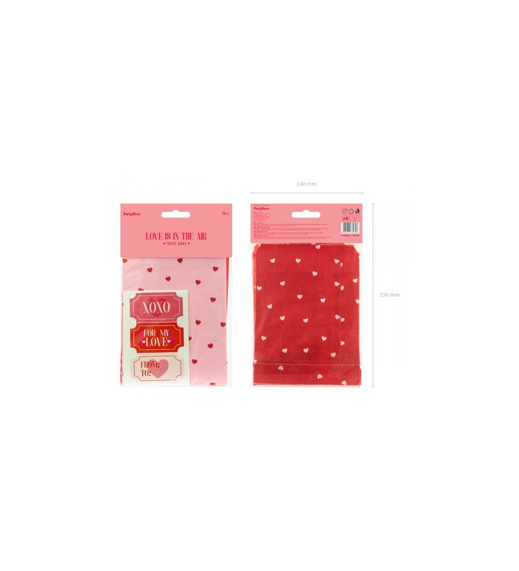 Dárkové balíčky valentýnské - růžové/červené 6 ks