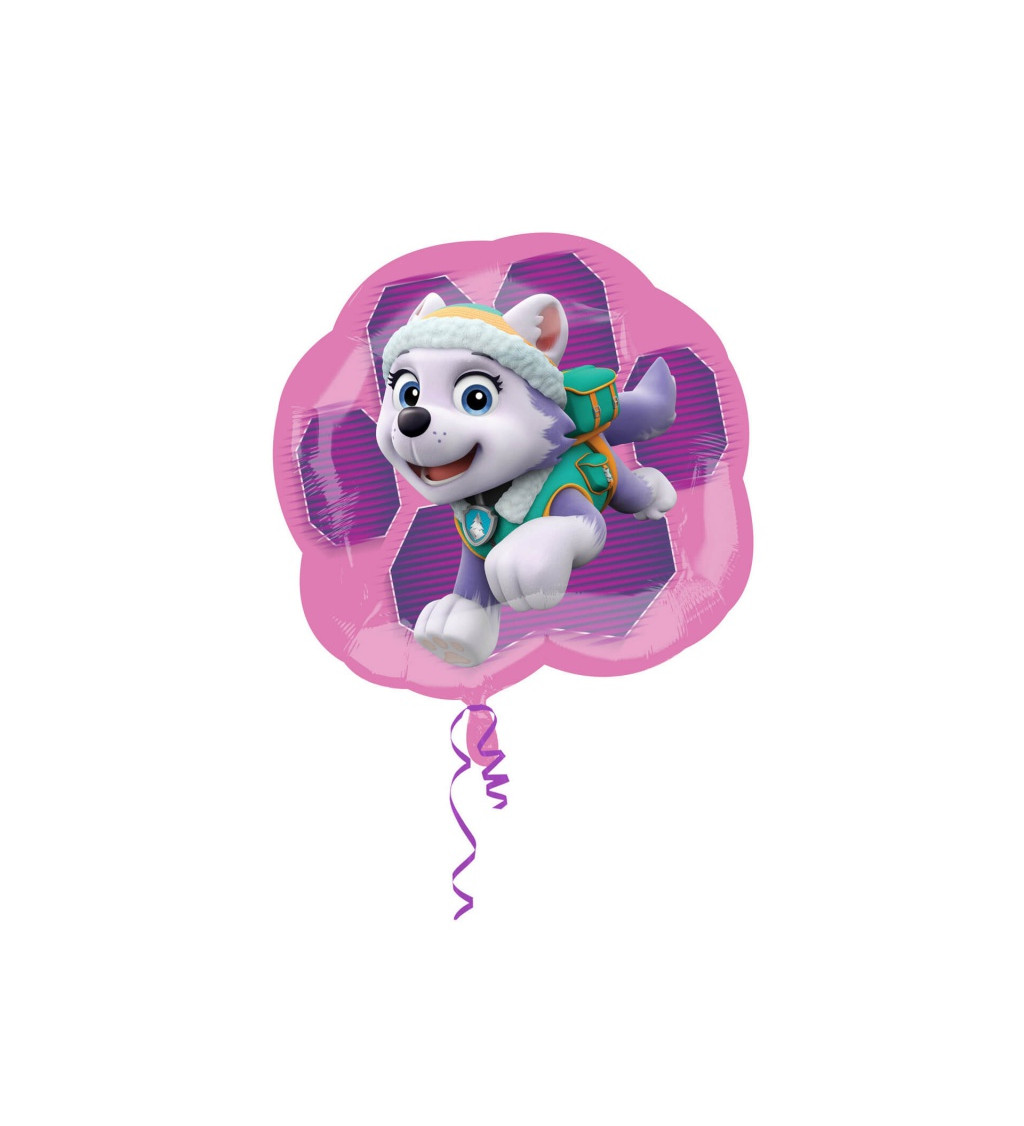 Fóliový balónek - růžový s motivem Tlapková patrola
