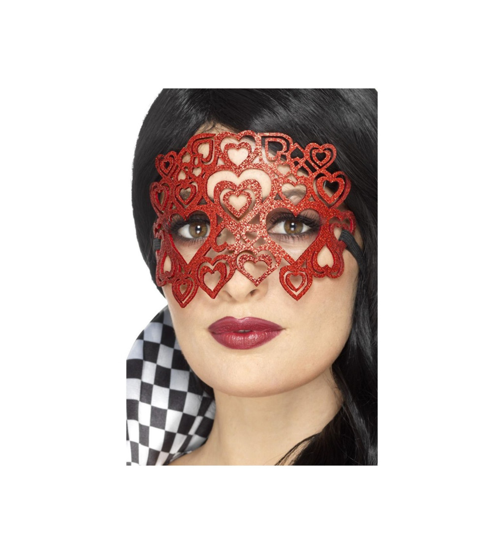 Červená glitter maska