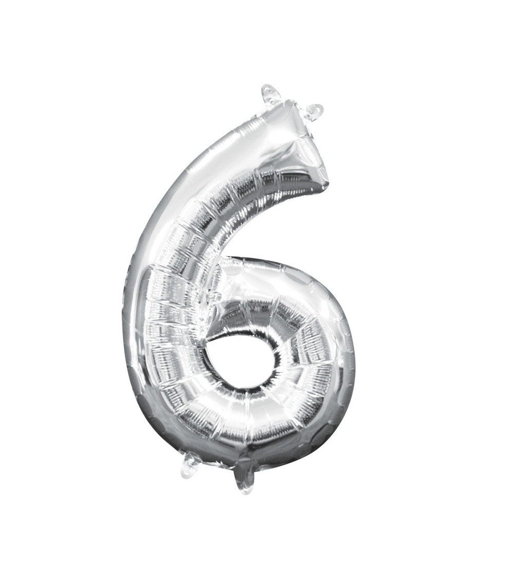 Fóliový balónek - malé stříbrné číslo 6