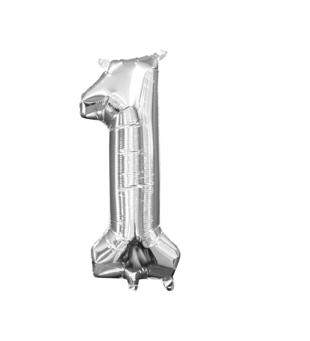 Fóliový balónek - malé stříbrné číslo 1