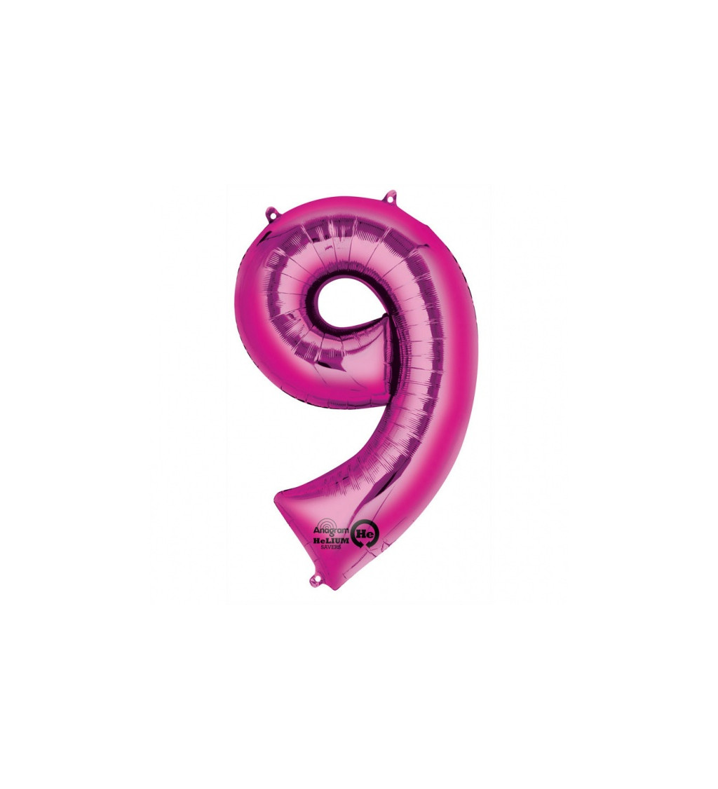 Fóliový balónek velký - růžové číslo 9