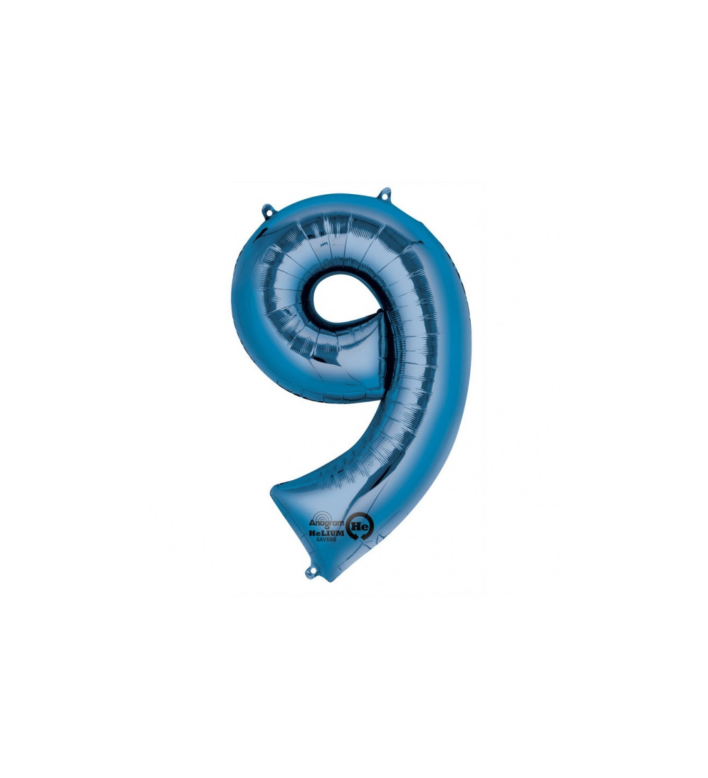Fóliový balónek - velké modré číslo 9