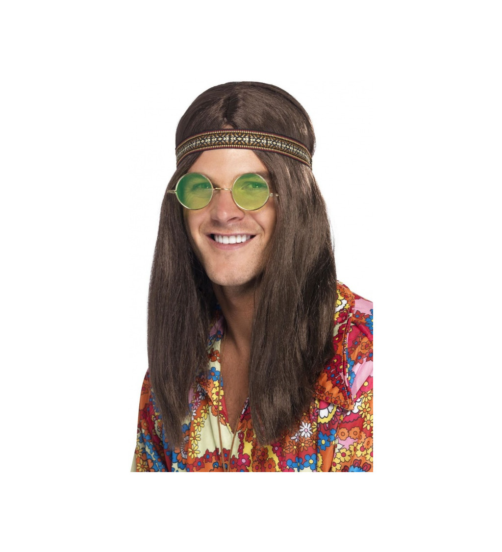 Hippie sada zelená - brýle, čelenka a medailon