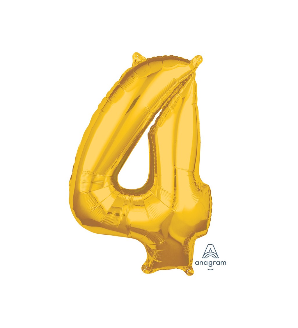 Balonek "4" střední - zlatý