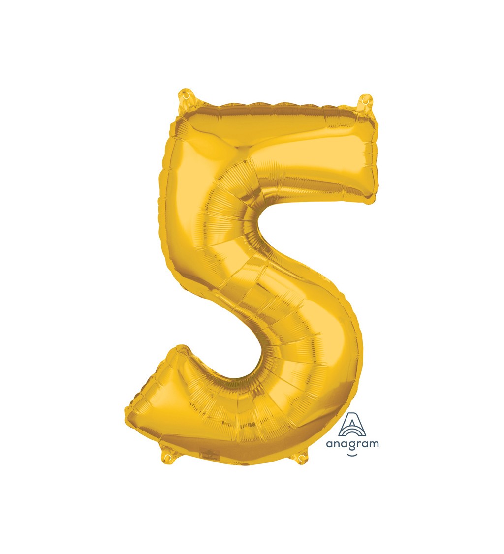 Balonek "5" střední - zlatý