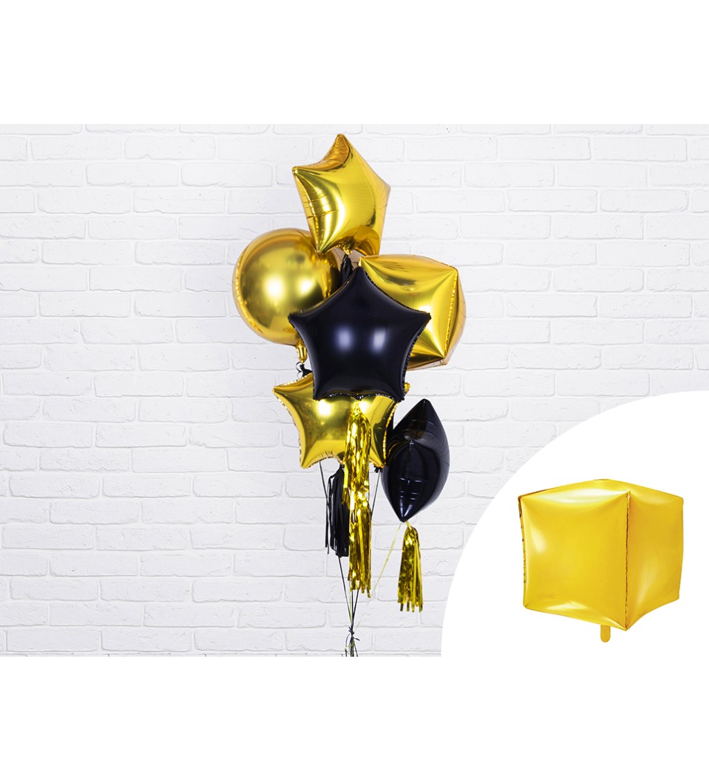 Fóliový balónek - Zlatá kostka