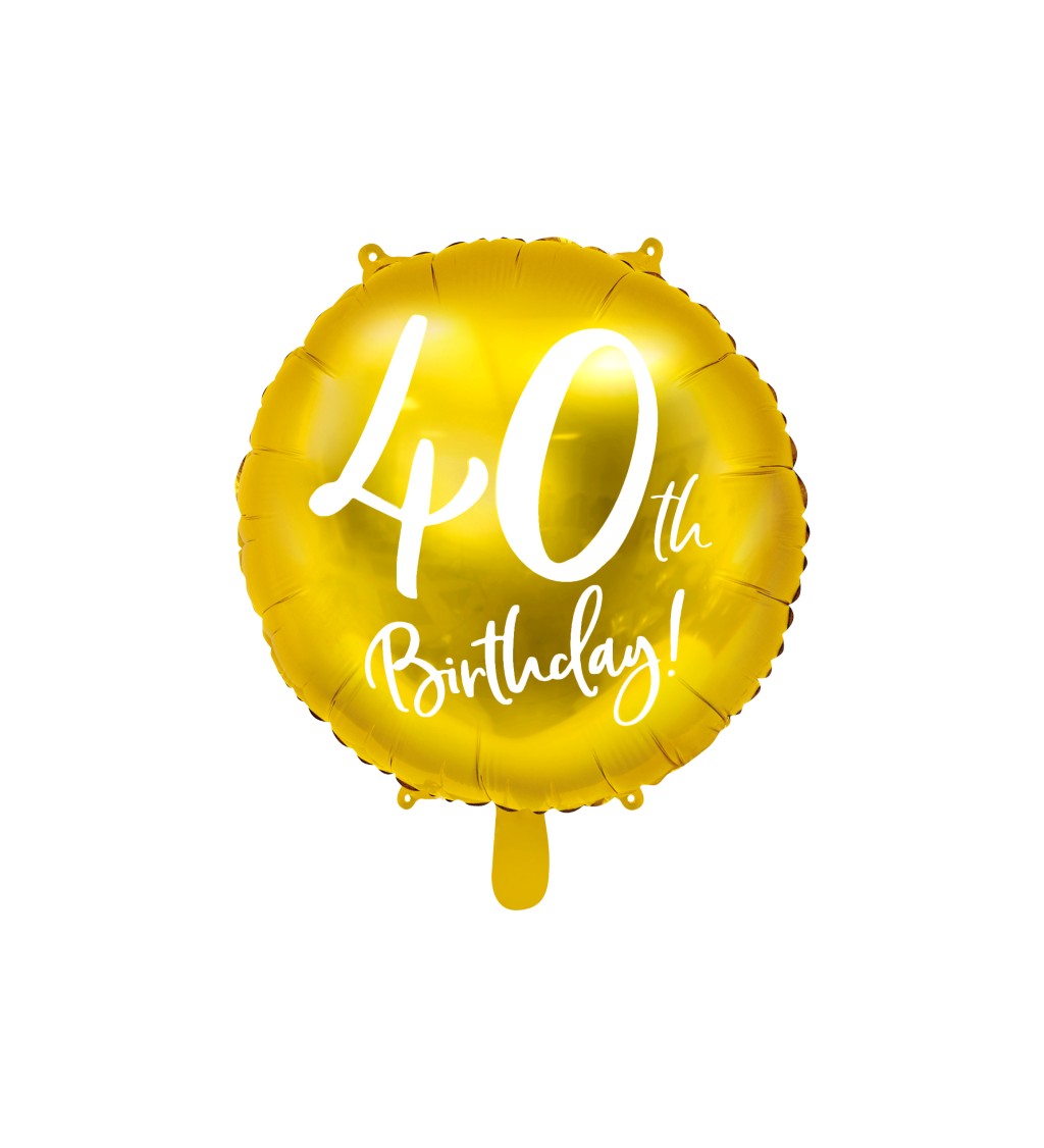 Foil Balloon 40th Birthday, gold, 45 cm