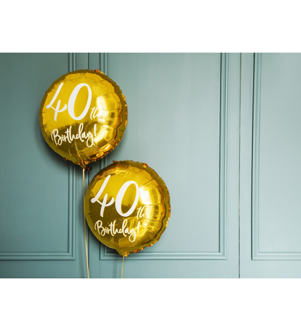 Foil Balloon 40th Birthday, gold, 45 cm