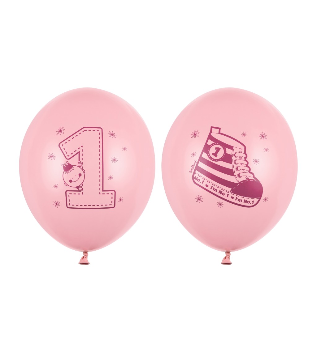 Balonek 1 rok - růžový 6 ks
